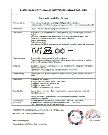 Instrukcja użytkowania i bezpieczeństwa produktu