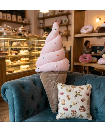 poduszka dekoracyjna w formie pluszowego loda, pudrowy róż