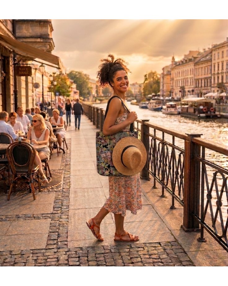 Torba shopperka prezentowana na modelce