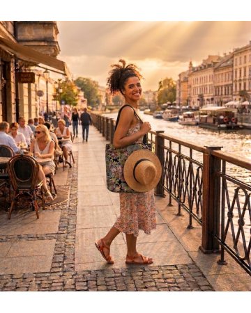 Torba shopperka prezentowana na modelce